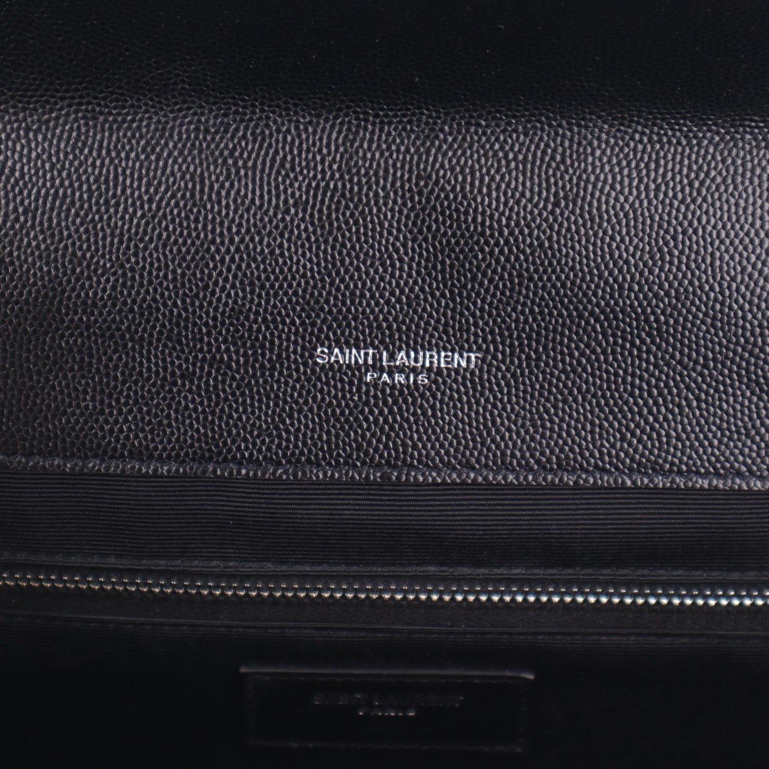Saint Laurent Grain De Poudre Matelasse Chevron Large Monogram Satchel Black 6 of 11
