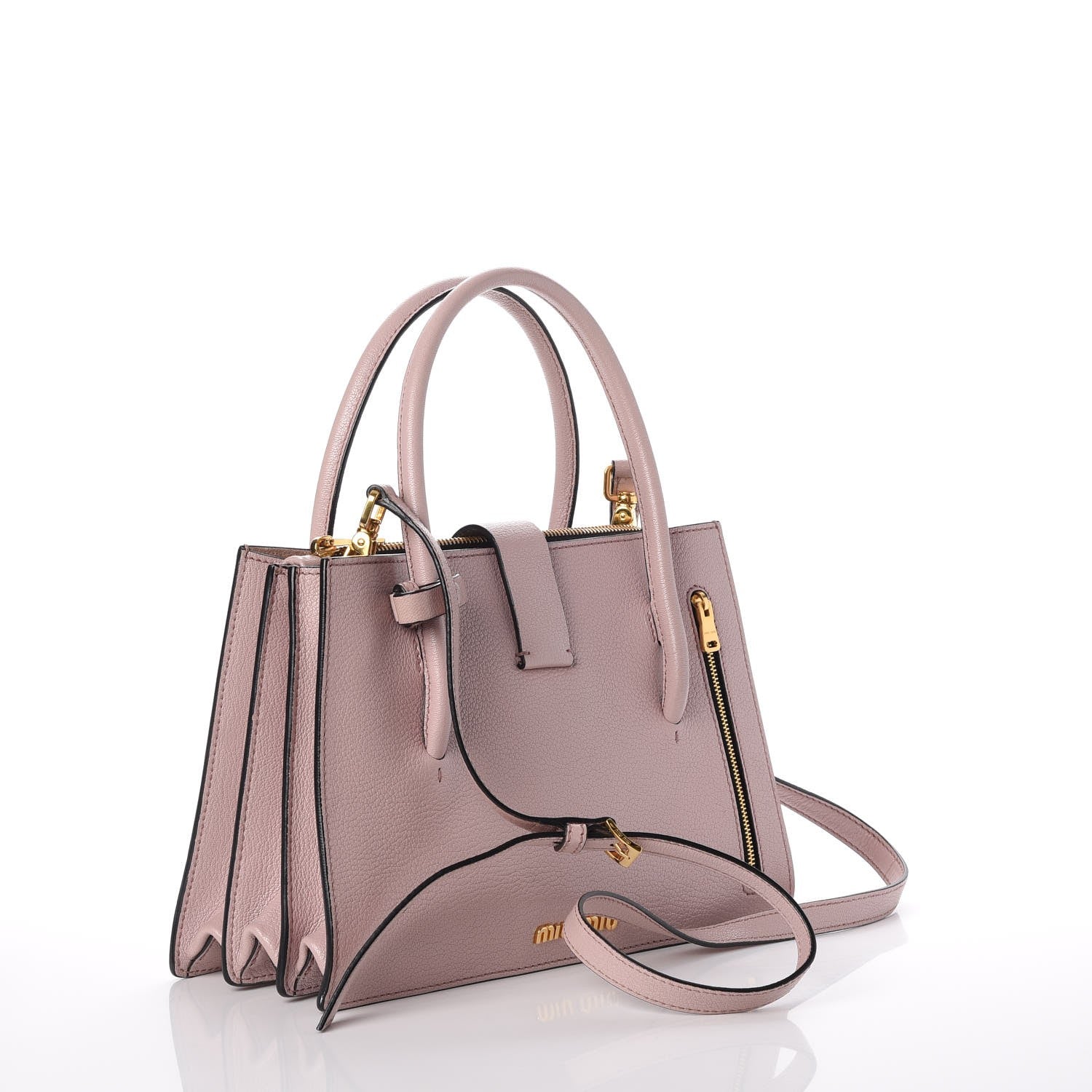 Miu Miu Goatskin Madras Tote Mughetto 3 of 9