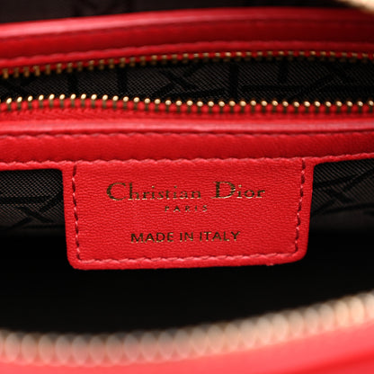 Christian Dior Lambskin Cannage Medium Lady Dior Red 6 of 11