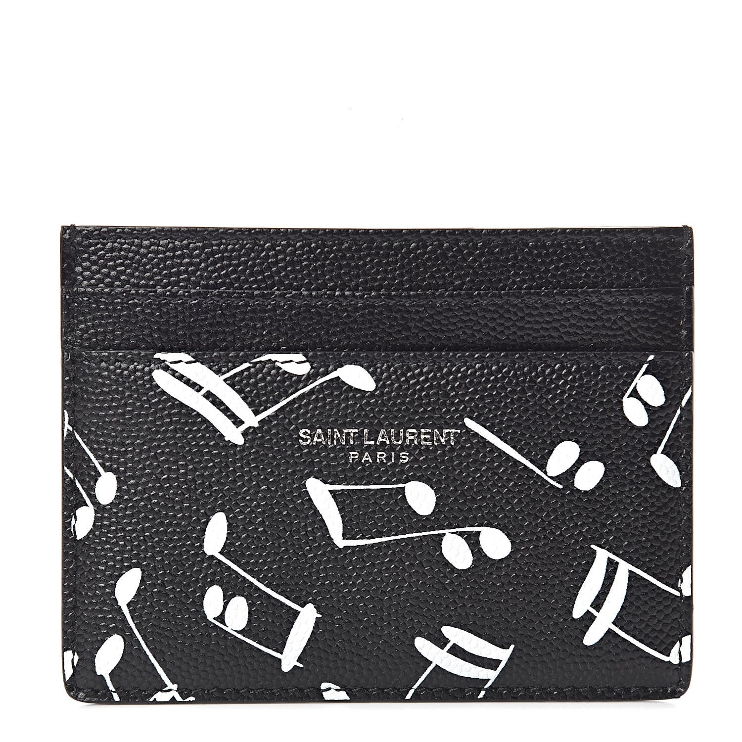 Saint Laurent Grain de Poudre Musical Notes Credit Card Case Black 1 of 8