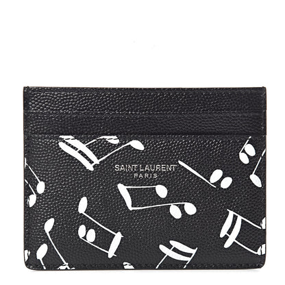 Saint Laurent Grain de Poudre Musical Notes Credit Card Case Black 1 of 8