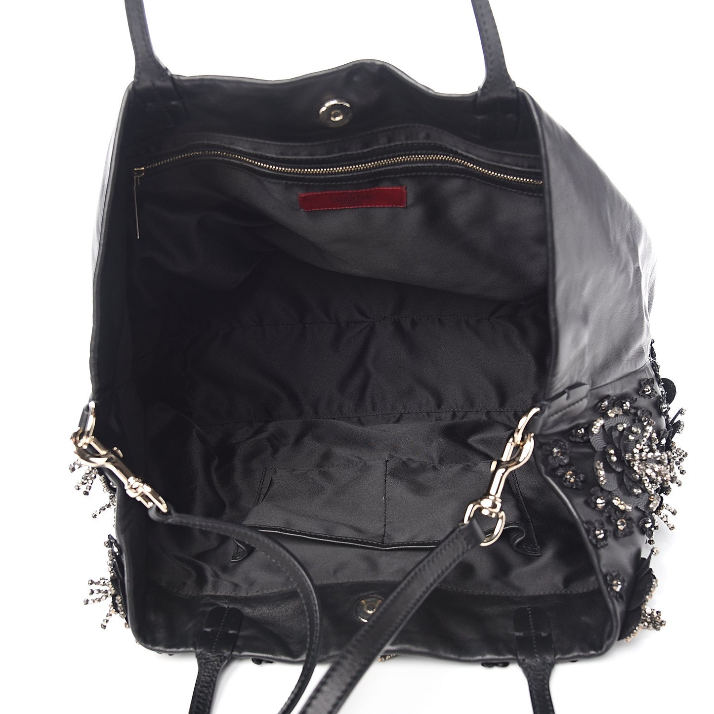 Vitello Crystal Floral Tote Black