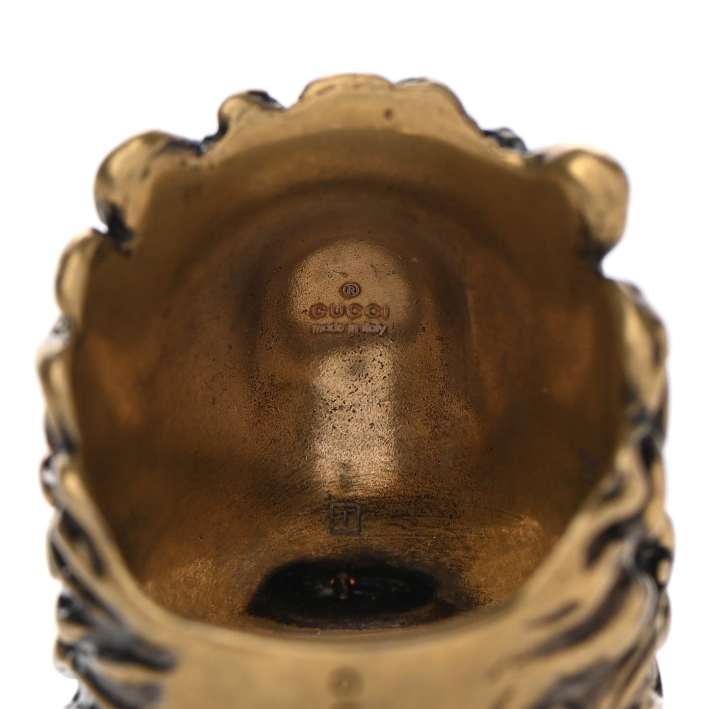Metal Lion Head Ring 10.25 Aged Gold