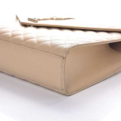 Saint Laurent Grain De Poudre Large Triquilt Monogram Satchel Dark Beige 7 of 11