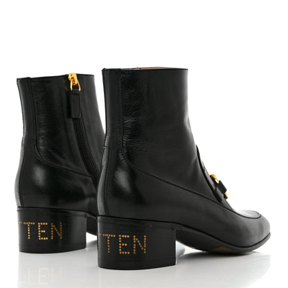 Gucci Goatskin Kitten Chain Horsebit Ankle Boots 37 Black 4 of 15