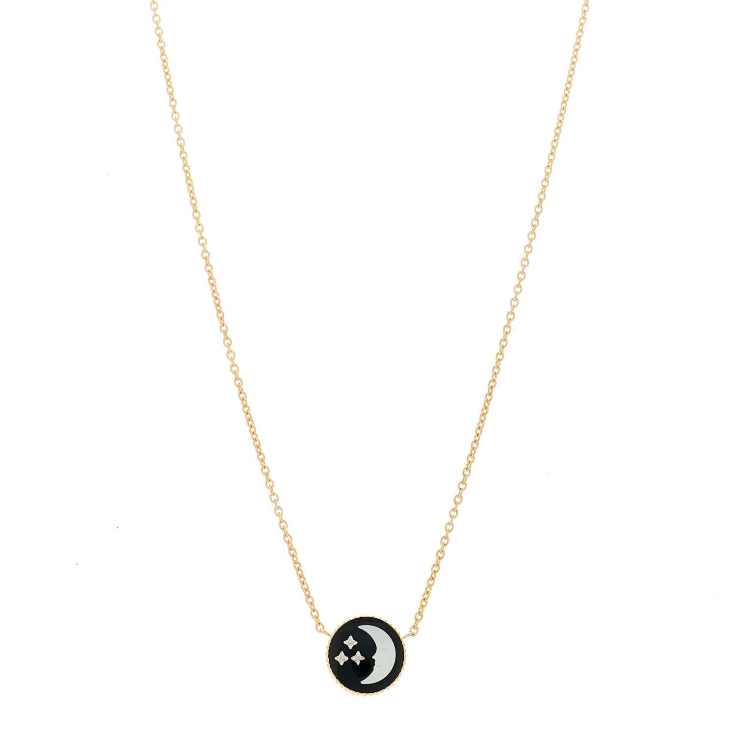 Christian Dior 18K Yellow Gold Platinum Diamond Black Onyx Mother of Pearl Rose Celeste Pendant Necklace 1 of 8