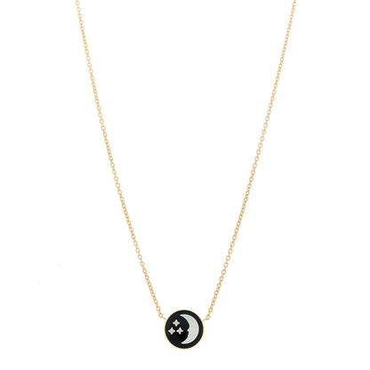 Christian Dior 18K Yellow Gold Platinum Diamond Black Onyx Mother of Pearl Rose Celeste Pendant Necklace 1 of 8