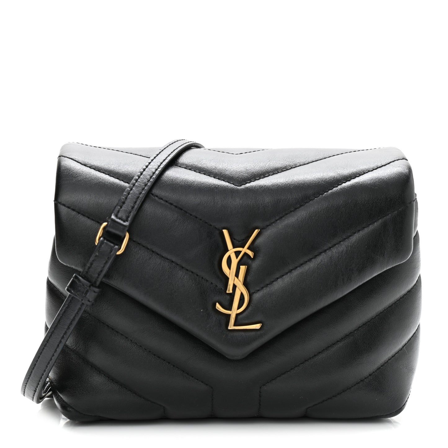 Calfskin Y Quilted Monogram Toy Loulou Crossbody Bag Black