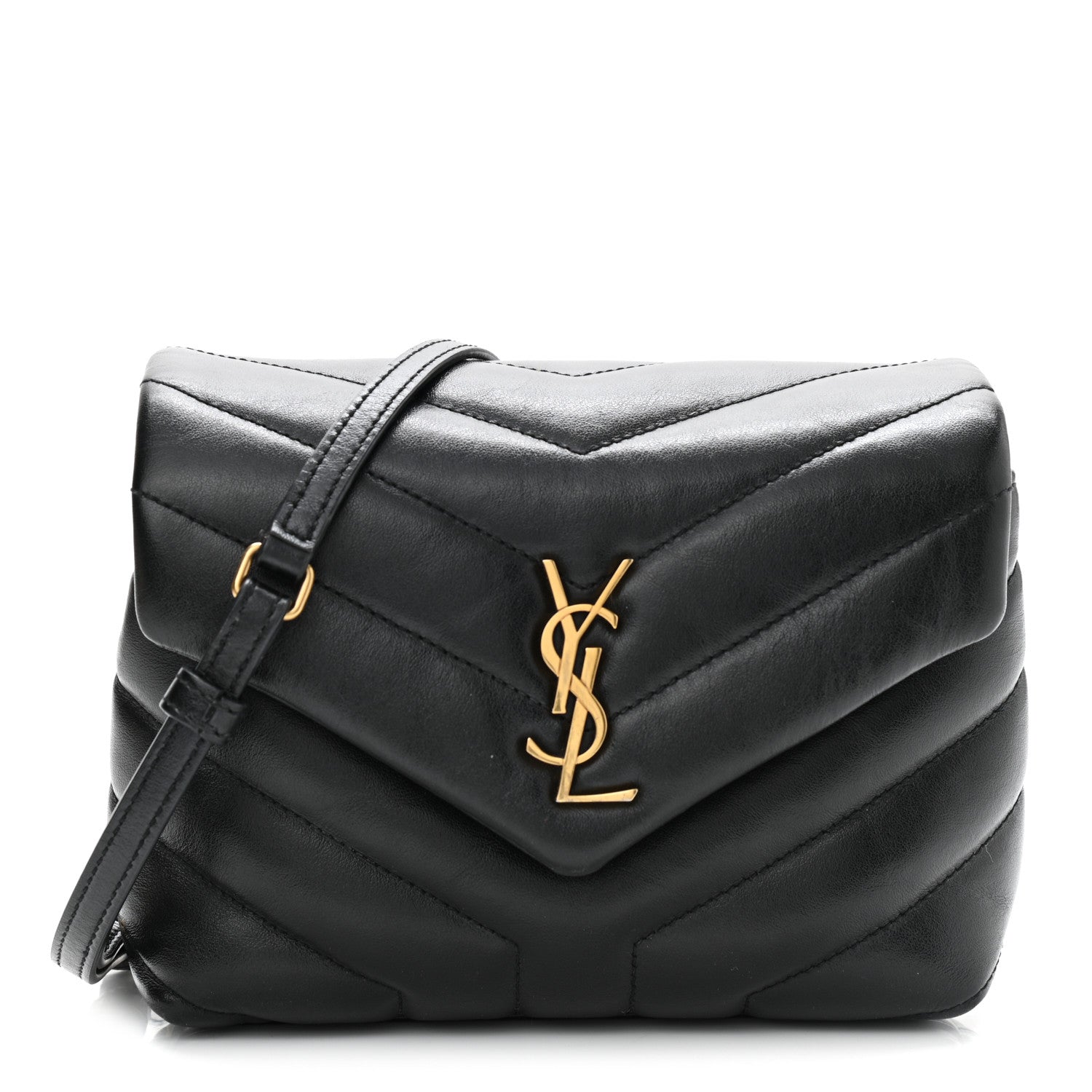 Saint Laurent Calfskin Y Quilted Monogram Toy Loulou Crossbody Bag Black 2 of 21