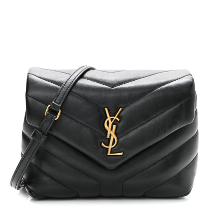 Saint Laurent Calfskin Y Quilted Monogram Toy Loulou Crossbody Bag Black 2 of 21