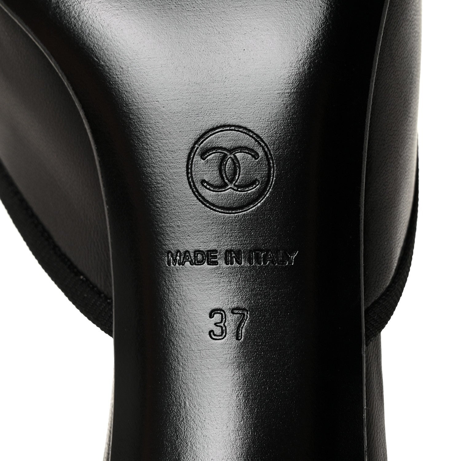 Chanel Lambskin Patent Cap Toe CC Mules 37 Black 7 of 9