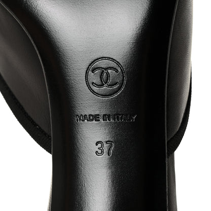Chanel Lambskin Patent Cap Toe CC Mules 37 Black 7 of 9