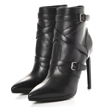 Saint Laurent Calfskin Paris Plat 105 Ankle Boots 36.5 Black 3 of 9