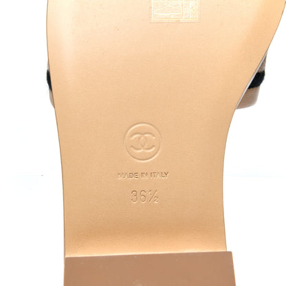 Chanel Lambskin Embroidered Logo Mules 36.5 Beige Black 6 of 9