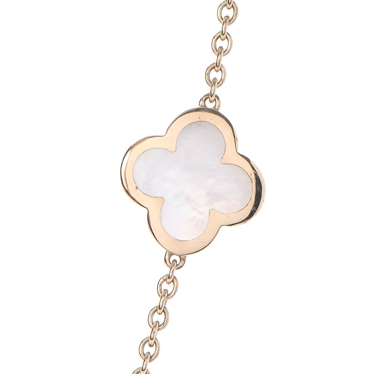 Van Cleef & Arpels 18K Yellow Gold Mother of Pearl 9 Motifs Pure Alhambra Pendant Necklace 3 of 7