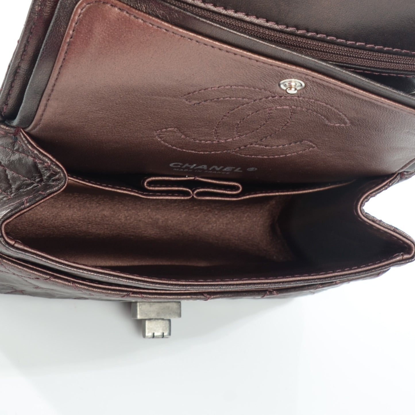 Metallic Glazed Calfskin 2.55 Reissue 224 Flap Brown