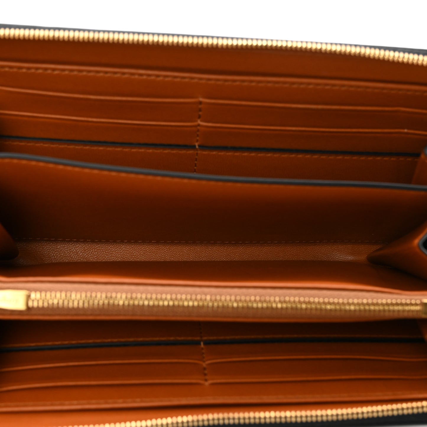 Silky Calfskin Colorblock 12 Card Zip Around Wallet Nutmeg