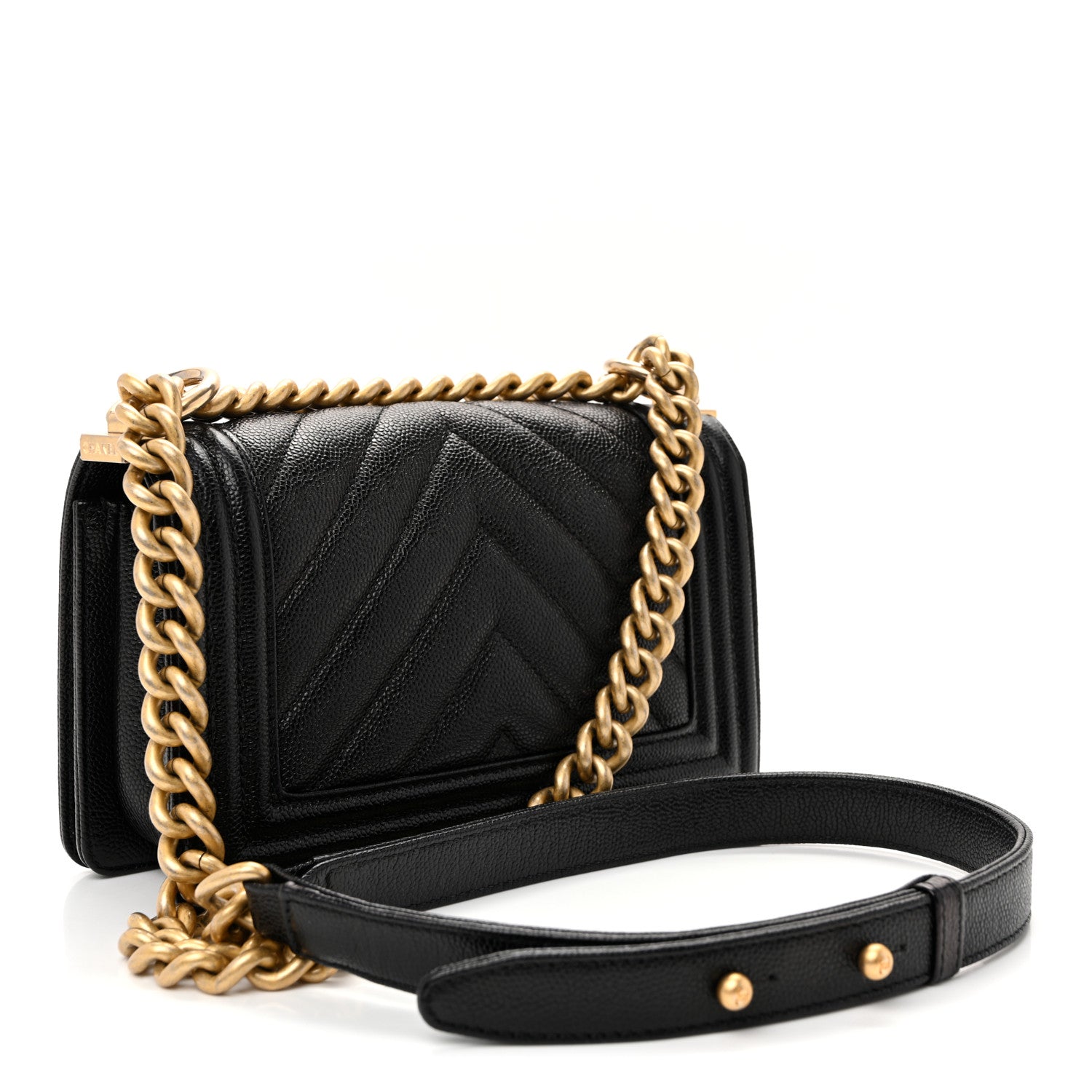 Chanel Caviar Chevron Quilted Small Boy Flap Black 3 of 10