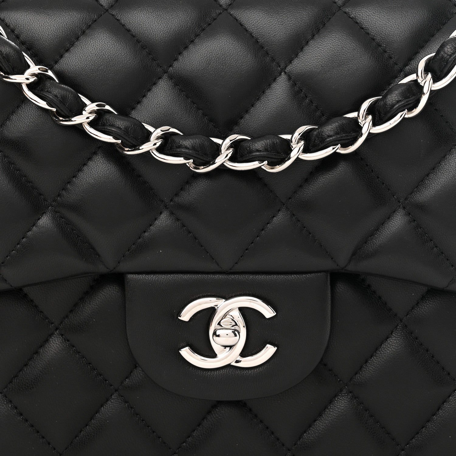 Chanel Lambskin Quilted Jumbo Double Flap Black 8 of 14