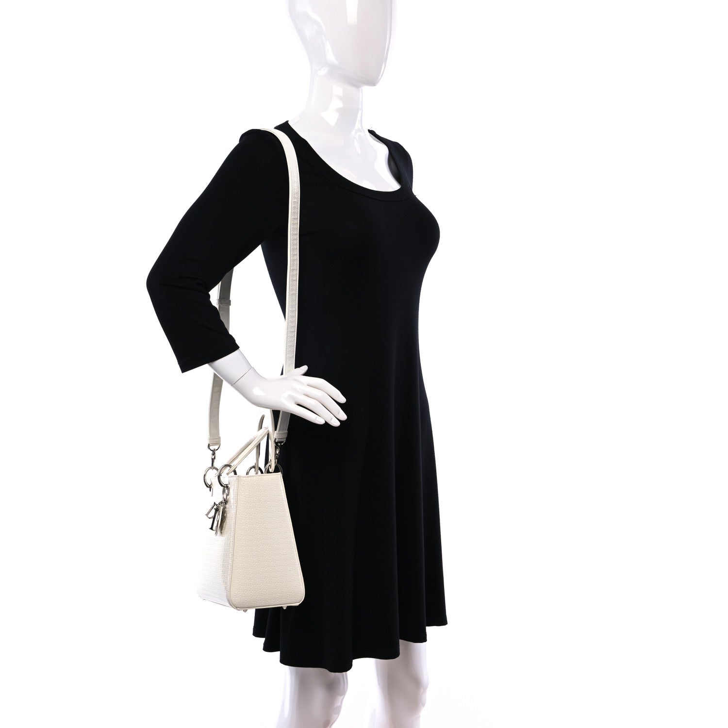 Christian Dior Patent Micro-Cannage Medium Lady Dior White 3 of 13