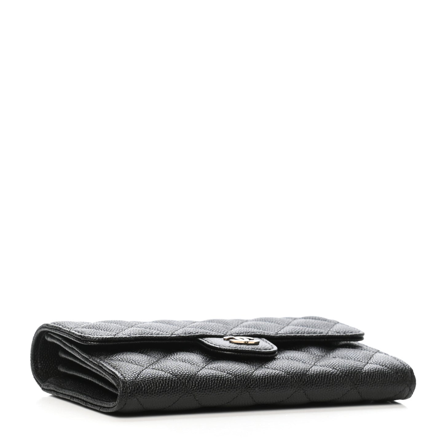 Caviar Quilted Medium Flap Wallet Black