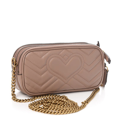 Gucci Calfskin Matelasse Mini GG Marmont Chain Crossbody Bag Porcelain Rose 2 of 11