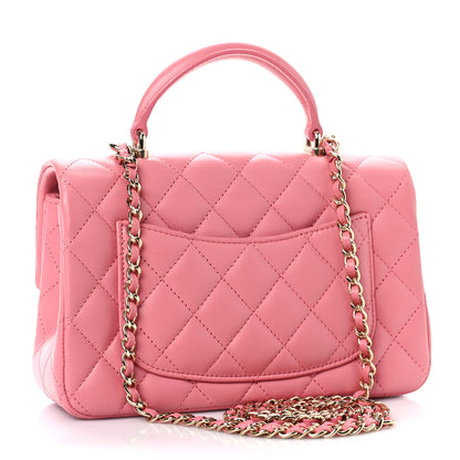 Chanel Lambskin Quilted Mini Top Handle Rectangular Flap Pink 3 of 10