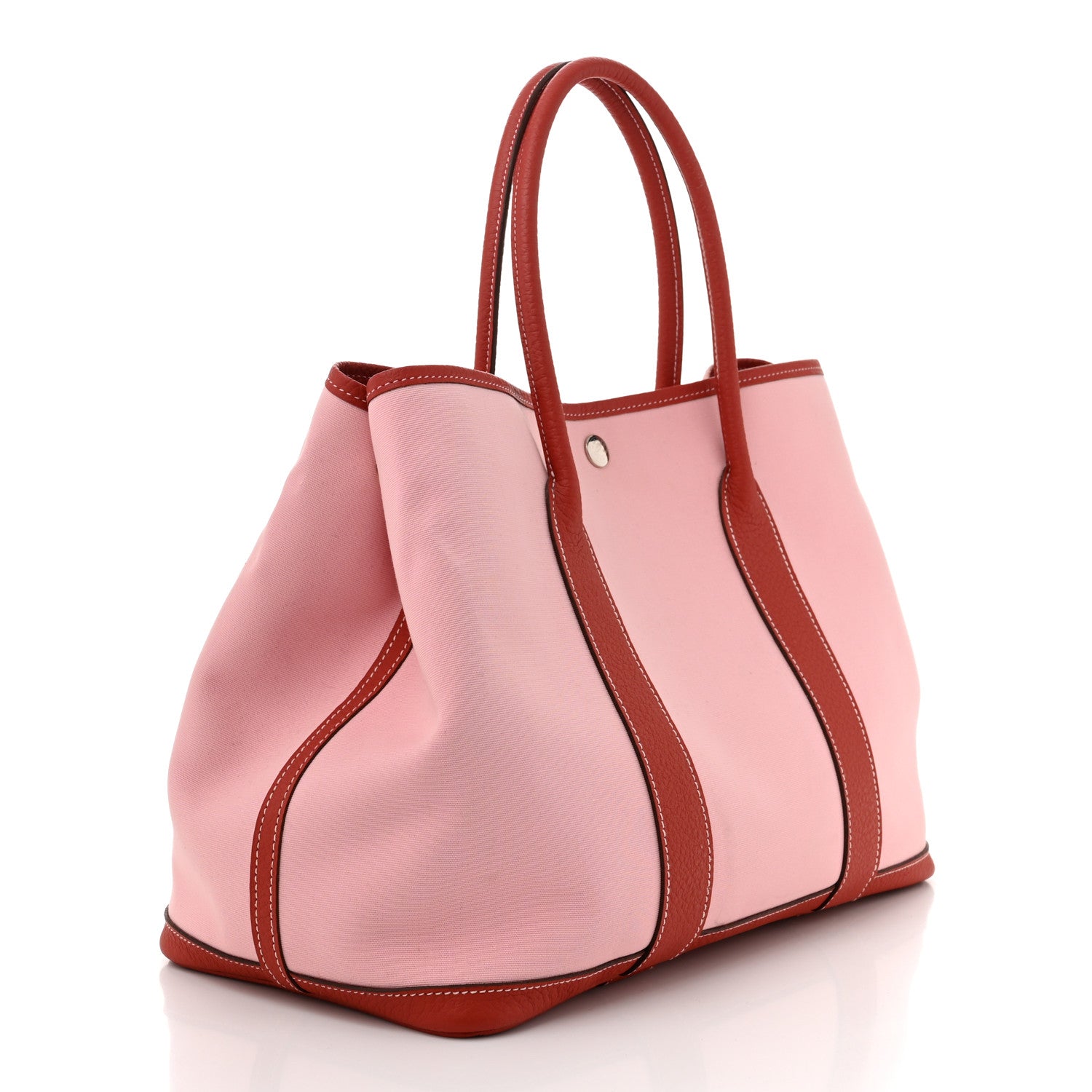 Hermes Toile Militaire Vache Country Garden Party Tote 36 MM Rose Sakura Rouge Duchesse 3 of 11