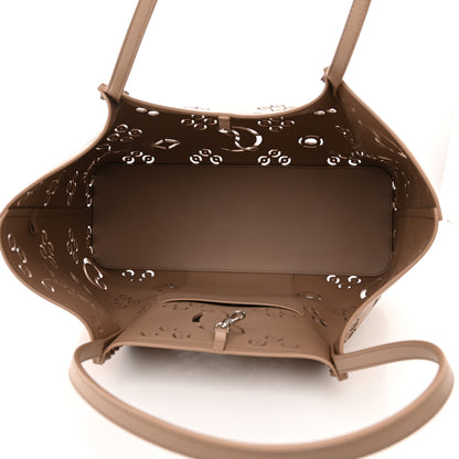 Christian Louboutin Calfskin Perforated Loubinthesky Small Cabarock Spikes Tote Beige 5 of 10