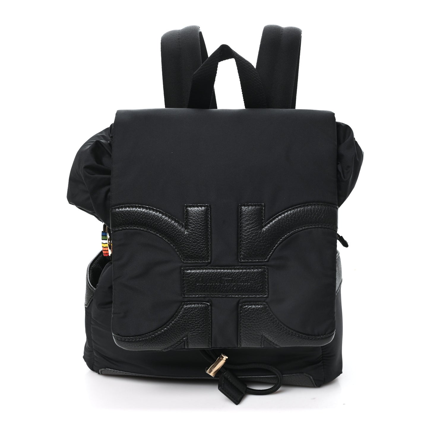 Nylon Calfskin Gancio Backpack Black Multicolor