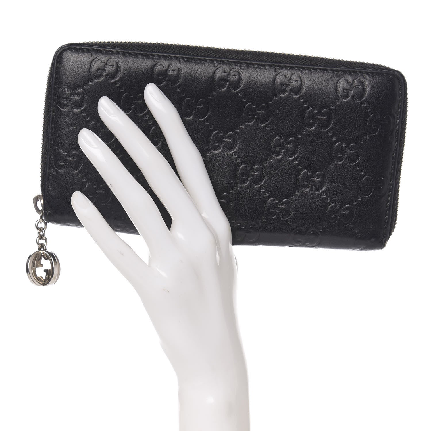 Gucci Guccissima Large Twins Zip Around Wallet Black 2 of 8