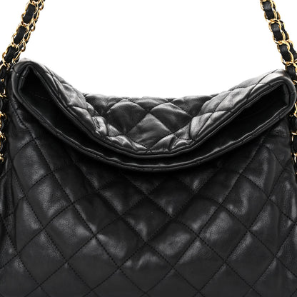 Chanel Calfskin Quilted Medium Chain Me Hobo Black 7 of 9