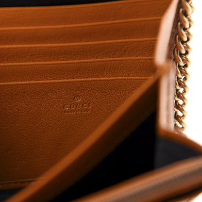 Gucci Vintage Effect Calfskin Matelasse Diagonal Torchon GG Marmont Chain Wallet Cognac 8 of 10