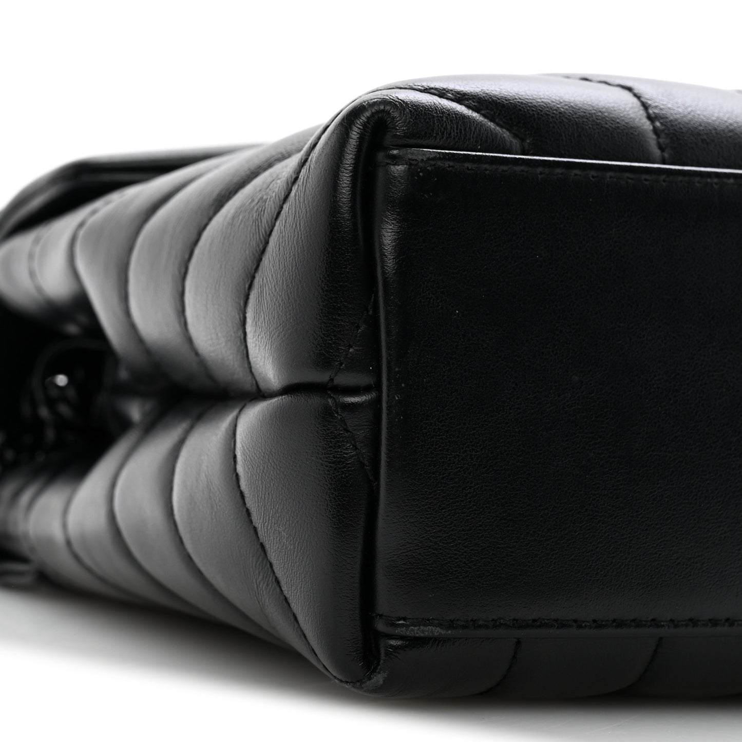 Calfskin Y Quilted Monogram Monochrome Small Loulou Chain Satchel Black