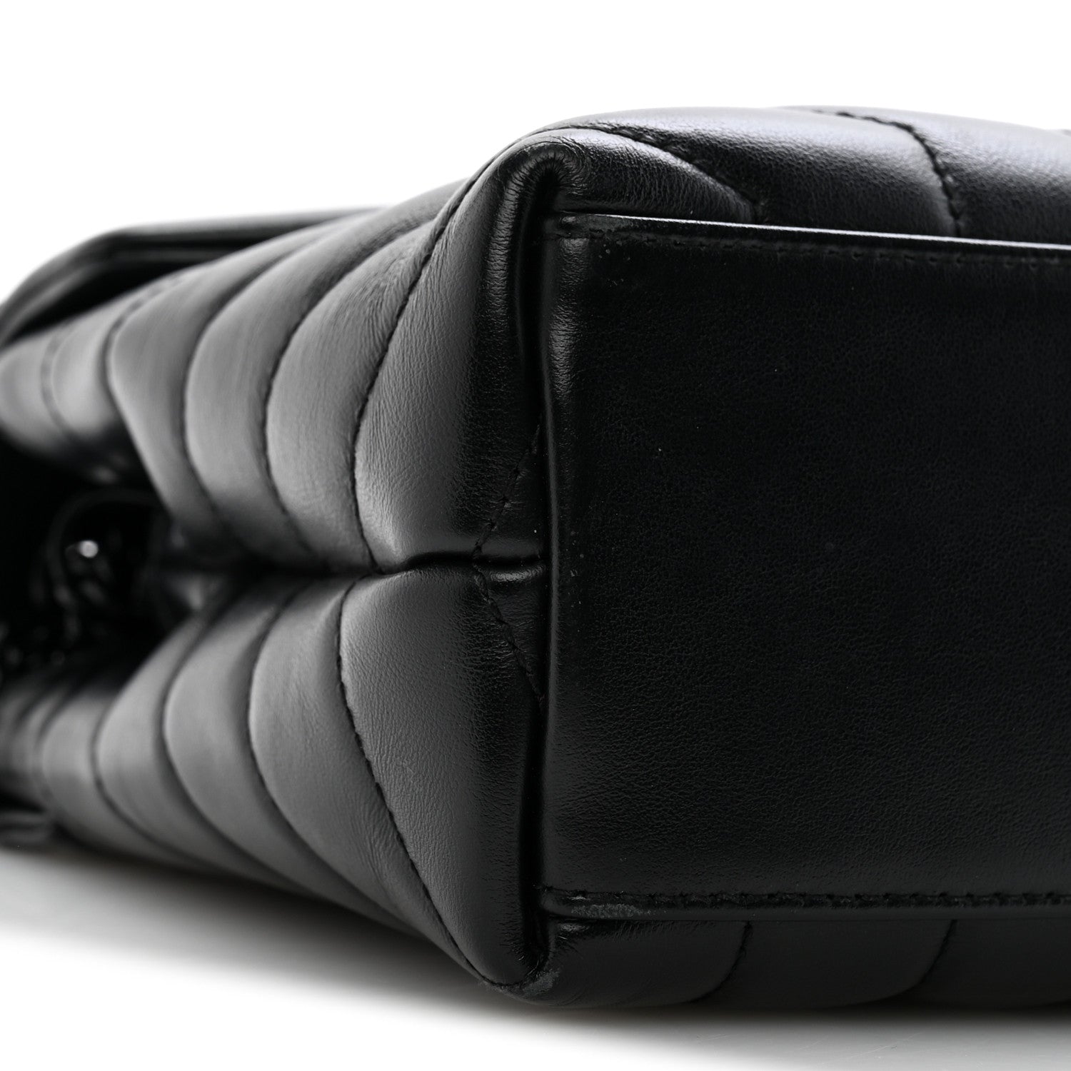 Saint Laurent Calfskin Y Quilted Monogram Monochrome Small Loulou Chain Satchel Black 9 of 14