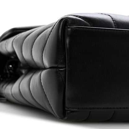 Saint Laurent Calfskin Y Quilted Monogram Monochrome Small Loulou Chain Satchel Black 9 of 14