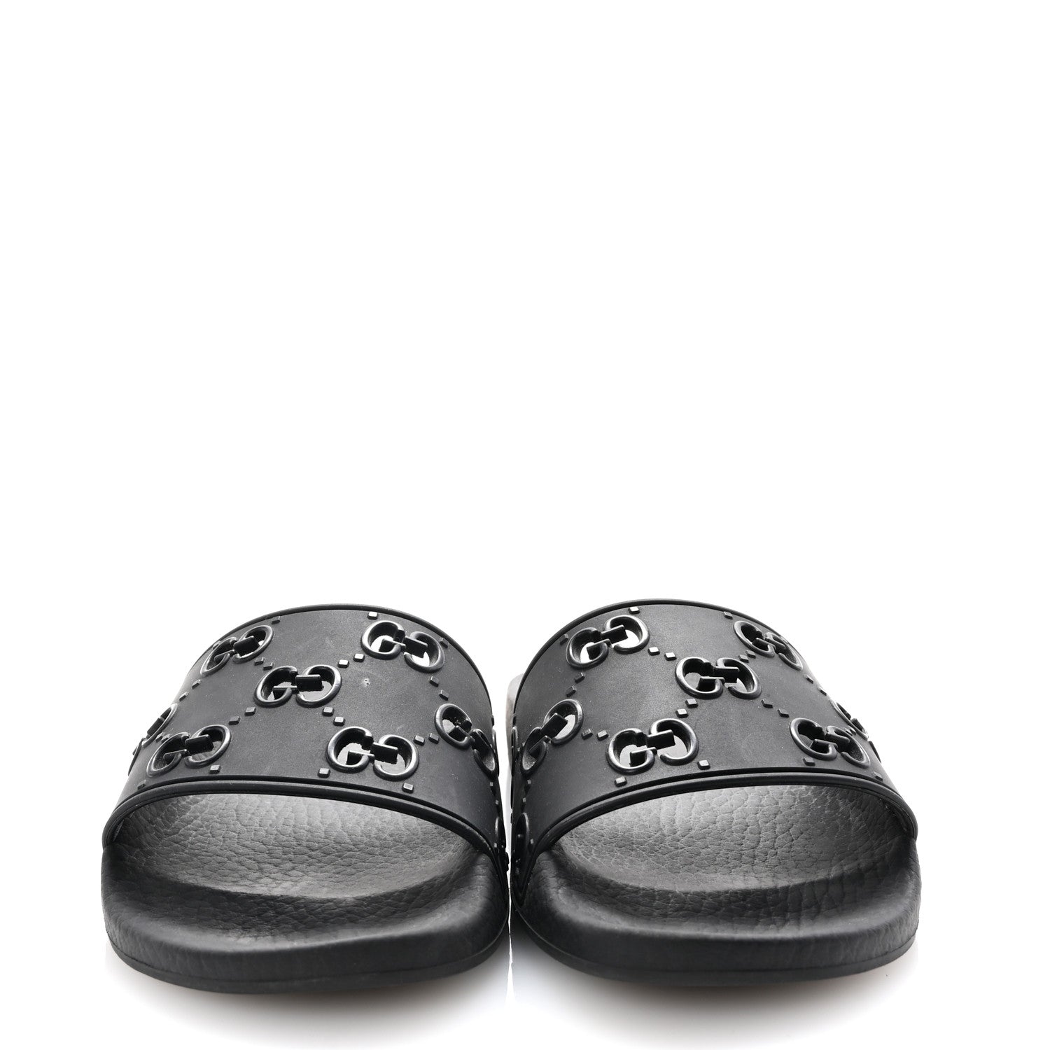 Gucci Rubber GG Monogram Perforated Womens Slide Sandals 35 Black 3 of 8