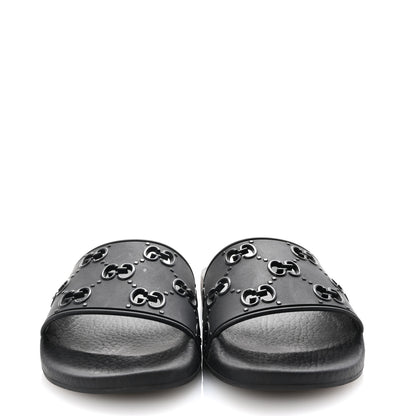 Gucci Rubber GG Monogram Perforated Womens Slide Sandals 35 Black 3 of 8