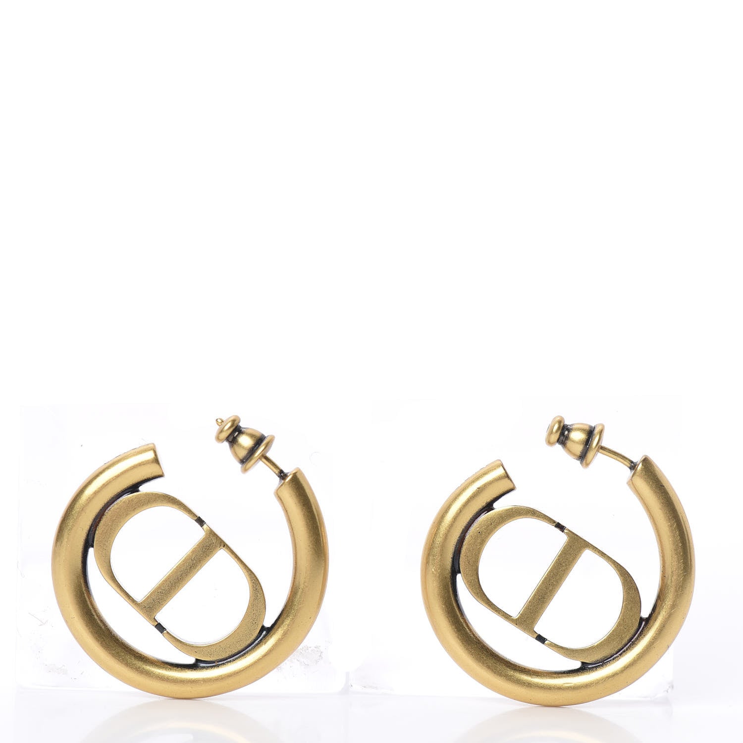 Christian Dior Metal 30 Montaigne Hoop Earrings Aged Gold 3 of 5