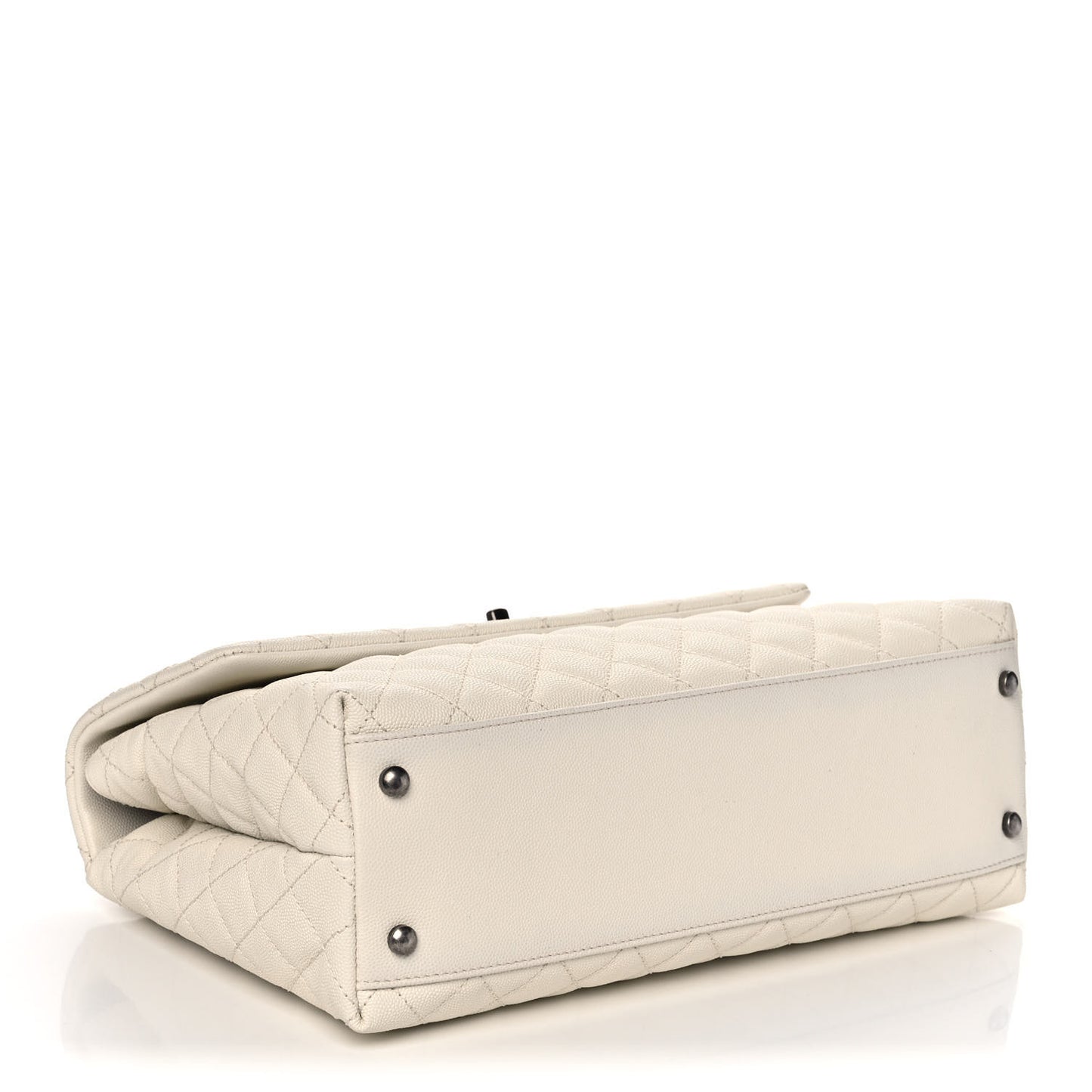 Caviar Lizard Quilted Medium Coco Handle Flap White