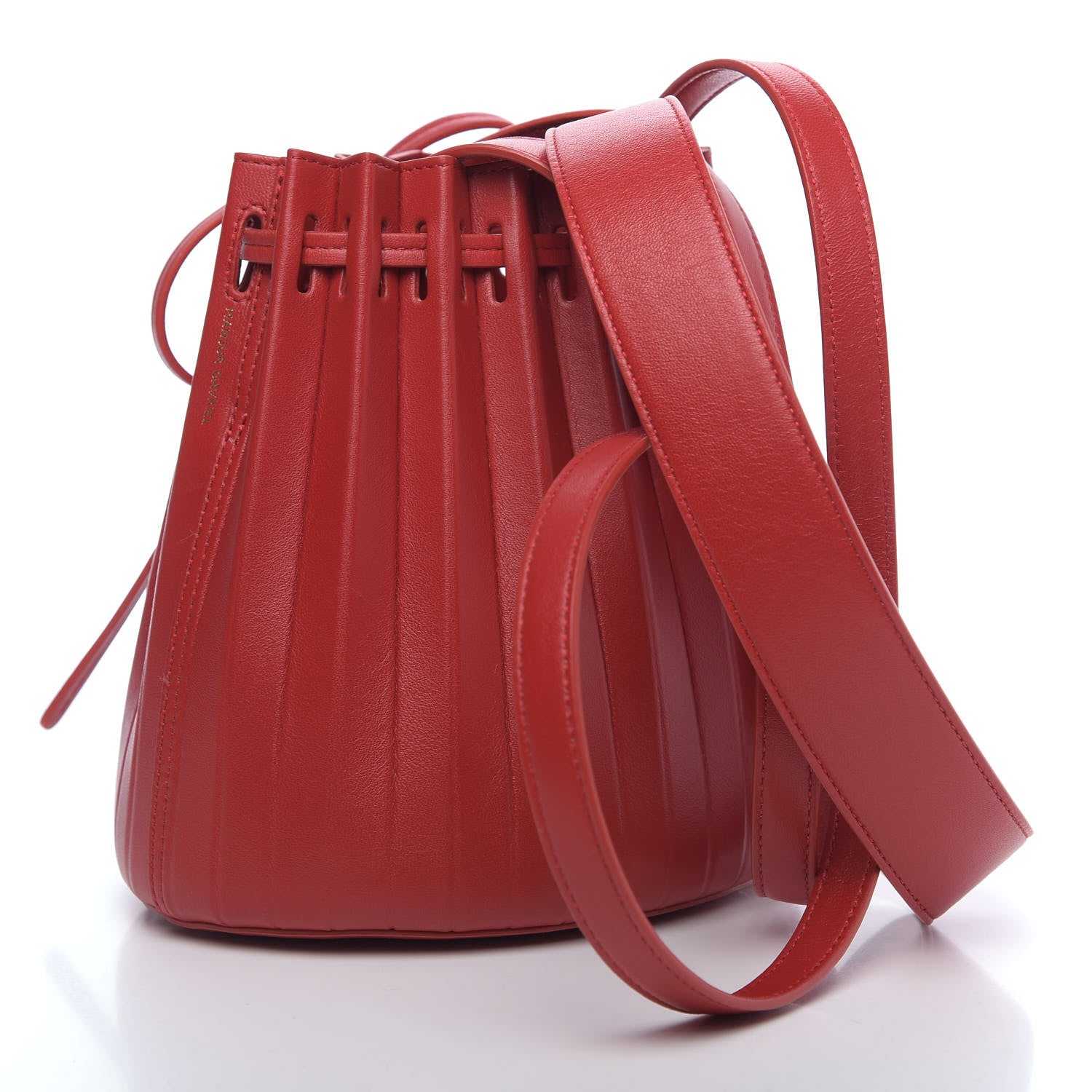Mansur Gavriel Vegetable Tanned Calfskin Pleated Mini Bucket Bag Fiesta Flamma 3 of 8