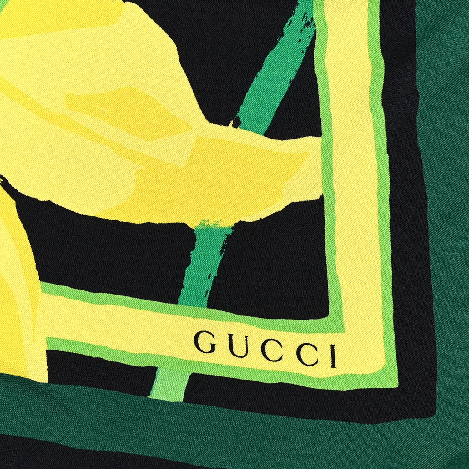 Gucci Silk Twill Jaqueline Square Scarf Black Yellow 2 of 4