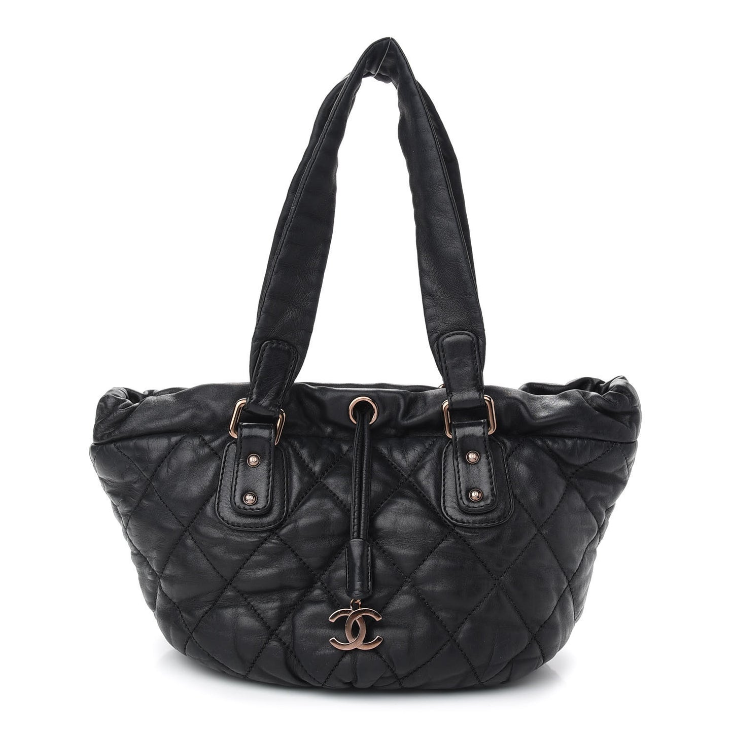 Lambskin Cloudy Bundle Tote Black
