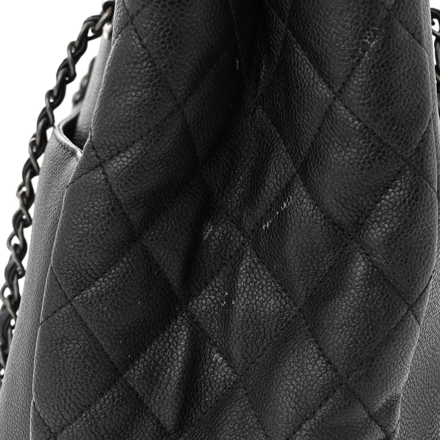 Caviar Lambskin Quilted Large Coco Break Shopping Bag Black