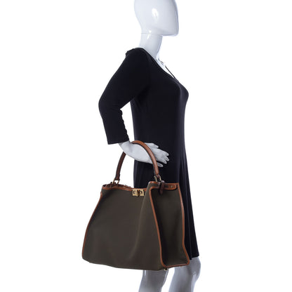 Fendi Canvas Calfskin Large Peekaboo X-Lite Amazzonia Cuoio 2 of 8