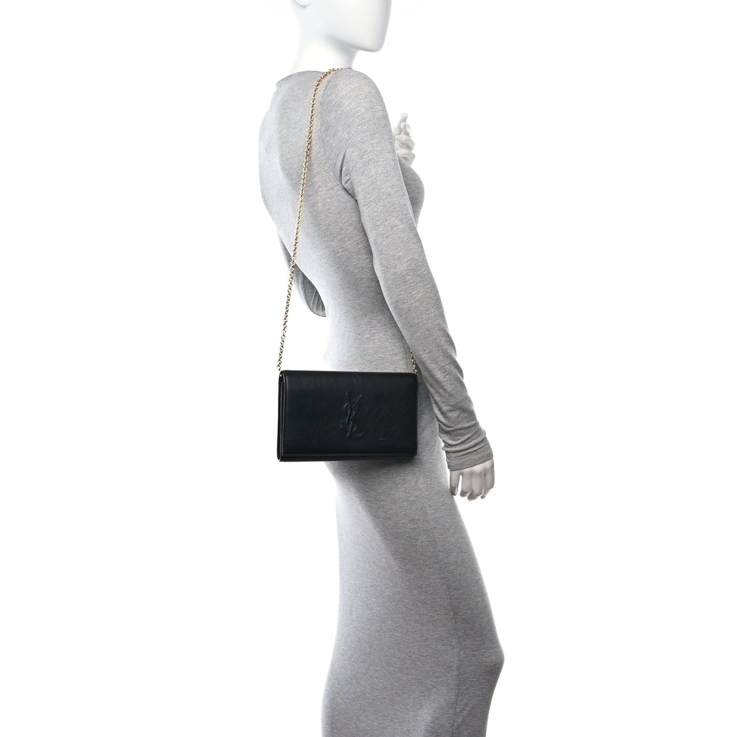 Calfskin Monogram Belle de Jour Chain Clutch Black