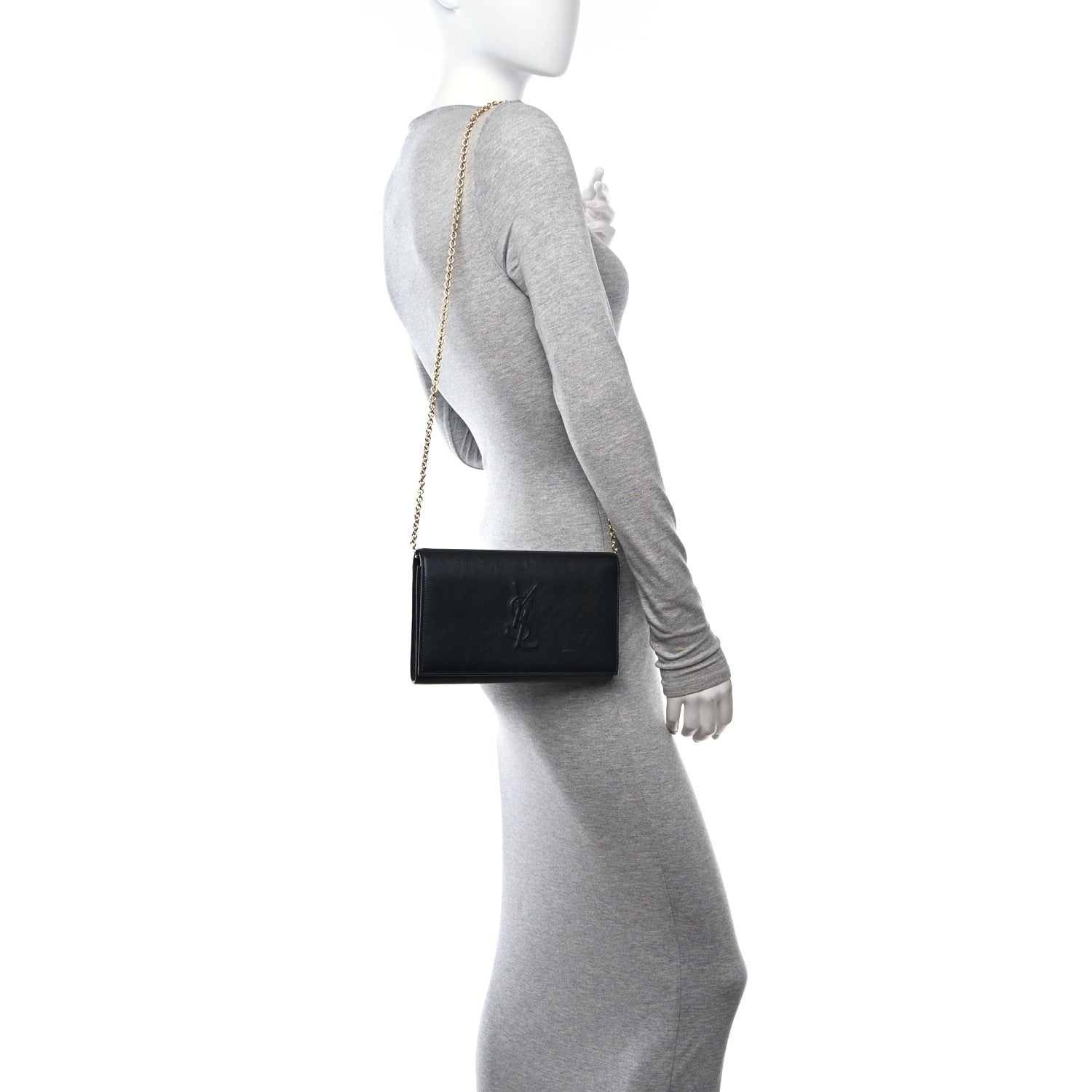 Saint Laurent Calfskin Monogram Belle de Jour Chain Clutch Black 2 of 10