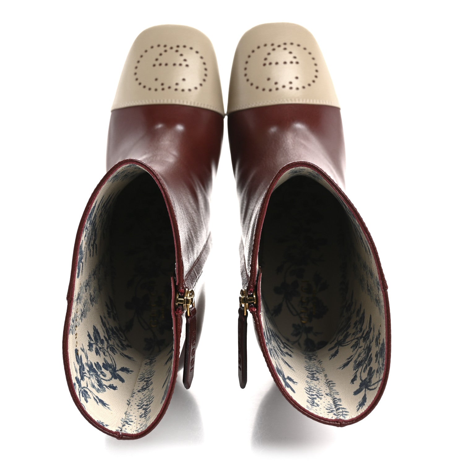 Gucci Goatskin Hills Logo Boots 40 Oatmeal Garnet 2 of 10