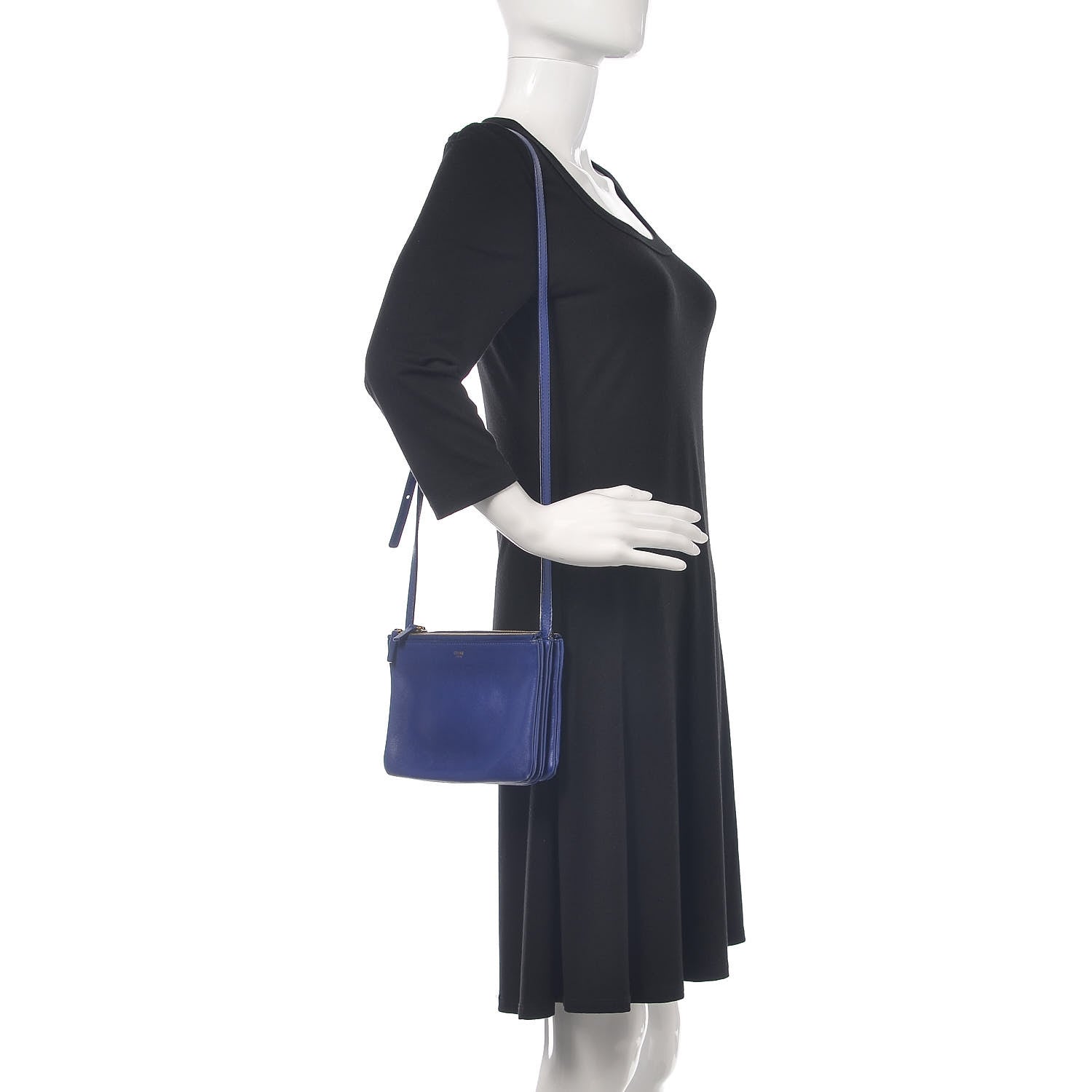 Celine Lambskin Small Trio Crossbody Bag Electric Blue 2 of 12