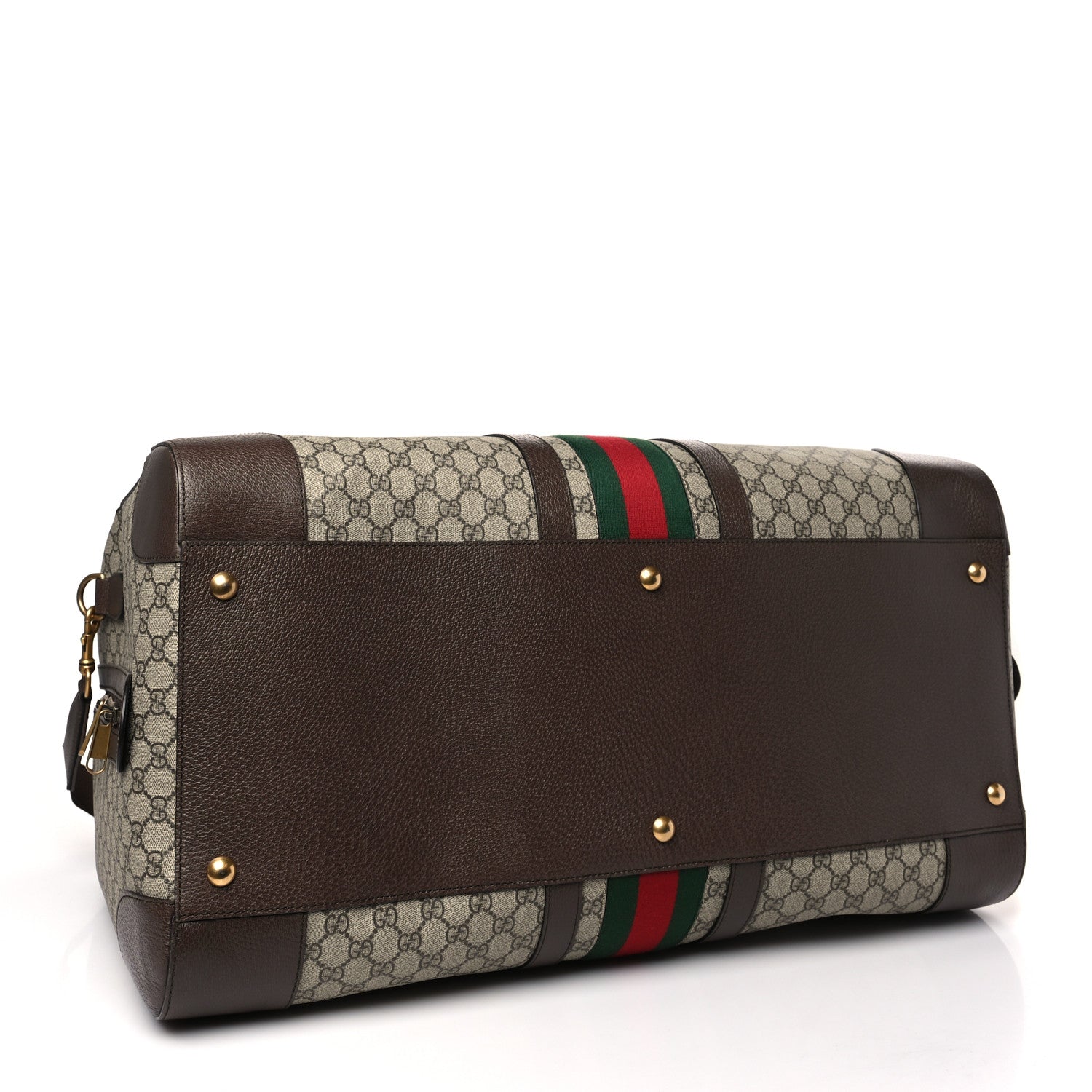 Gucci GG Supreme Monogram Textured Dollar Calfskin Web Large Savoy Duffle Bag Beige Ebony New Acero 3 of 7